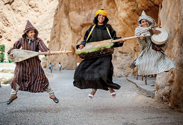 Boys play music together in Morocco’s Tinghir Province.