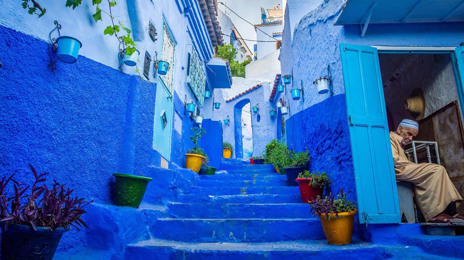 Photographers and other tourists wander the blue-covered medina of Chefchaouen for a new scene that unfolds around each corner and up each staircase.