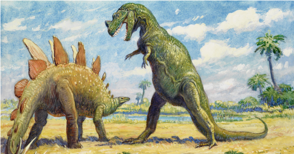 An illustration of two dinosaurs