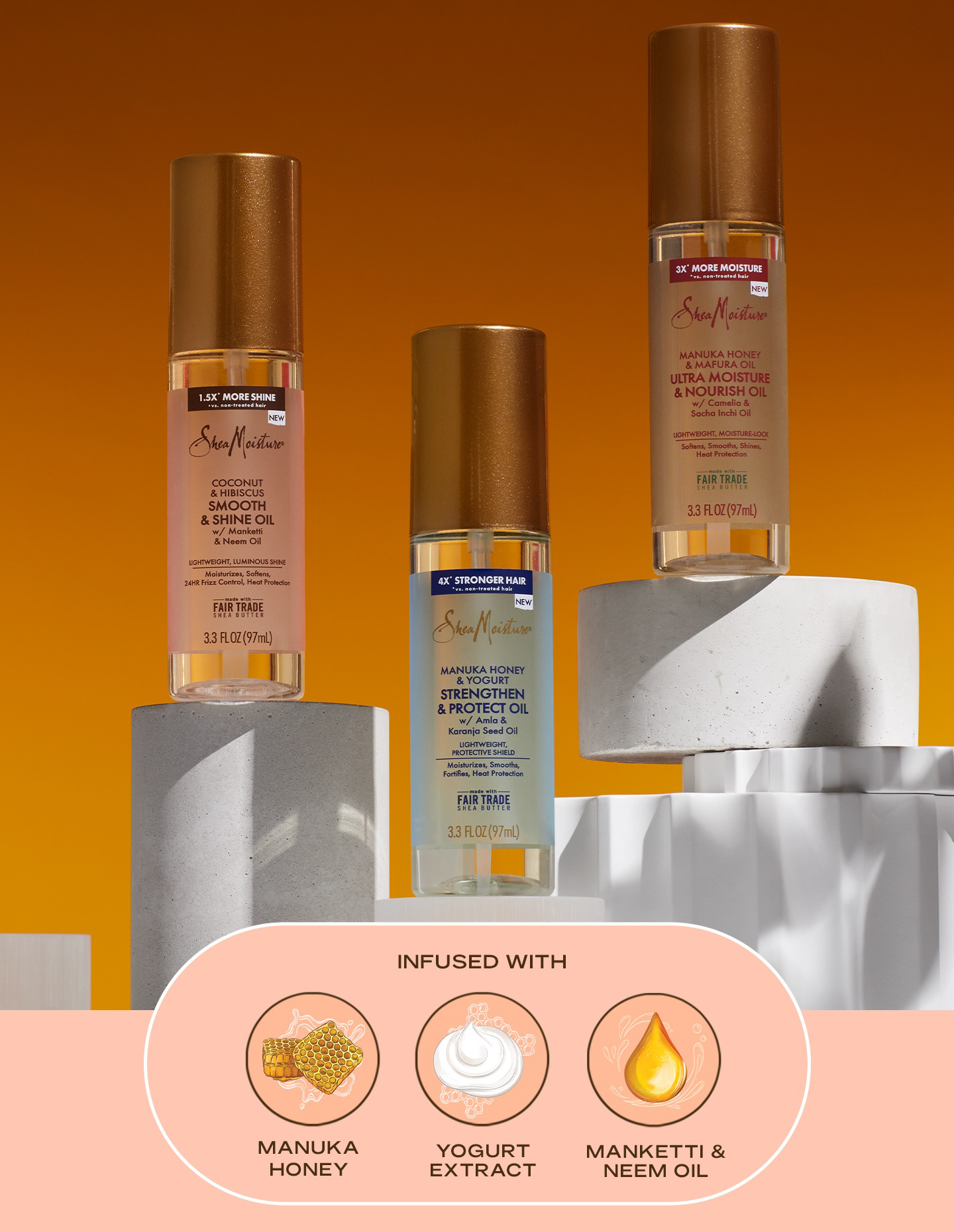 Introducing  our NEW multi-tasking oils collection Multi-Benefit. Light As Air. Pillow Soft Hair.