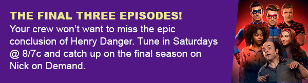 THE FINAL THREE EPISODES! | Your crew won’t want to miss the epic conclusion of Henry Danger. Tune in Saturdays @ 8/7c and catch up on the final season on Nick on Demand.