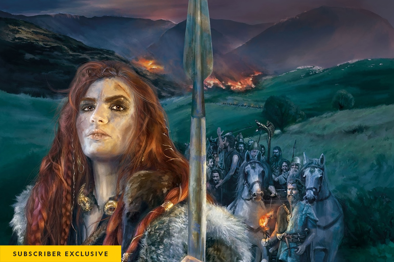 When depicting people from the past, artists often turn to historical documents and archaeology in search of details about someone’s features, garments, and possessions. To create a portrait of Boudica for the cover of National Geographic History, the artist turned to the ancient accounts of Roman historians (in particular, the second-and third-century Greco-Roman author Dio Cassius) and archaeological evidence to create a vivid depiction of the Iceni queen.