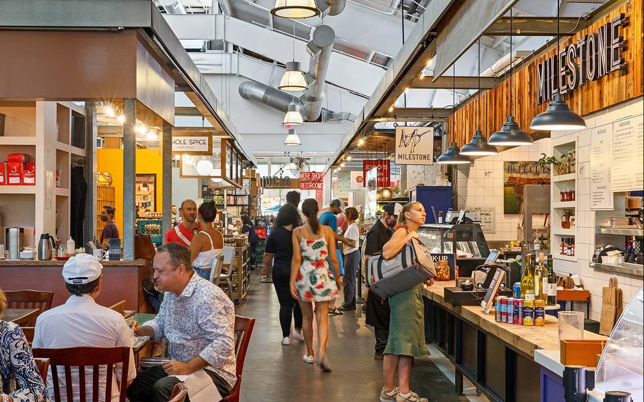 Get a sense of what's on locals' everyday menus — hot dogs topped with sauerkraut, oozy gouda paninis — at Oxbow Public Market, the food hall in Napa city.