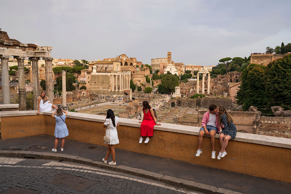 tourists visiting the Roman Forum