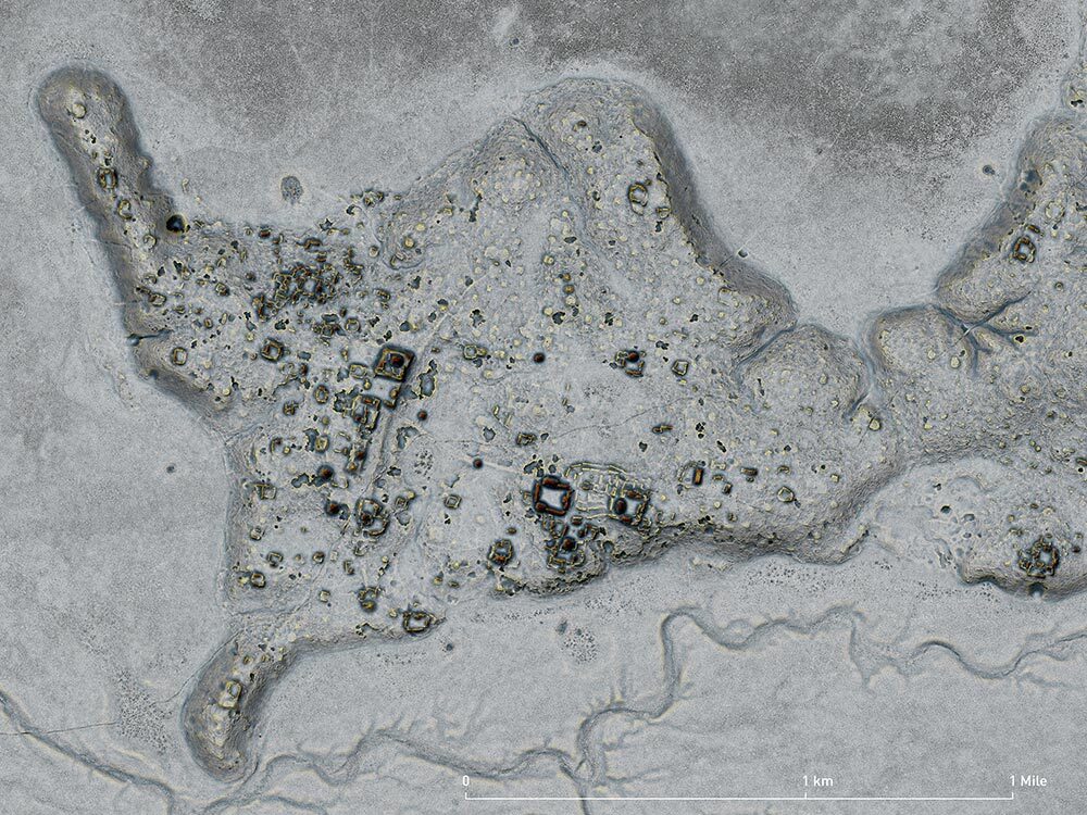 Lost no more: Archaeologists uncovered the ancient Maya city of Ocomtún this year using lidar, or Laser Detection and Ranging technology—seen here as a data visualization.