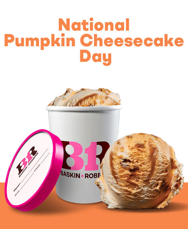Fresh-Pack and scoop of Pumpkin Cheesecake "National Pumpkin Cheesecake Day"