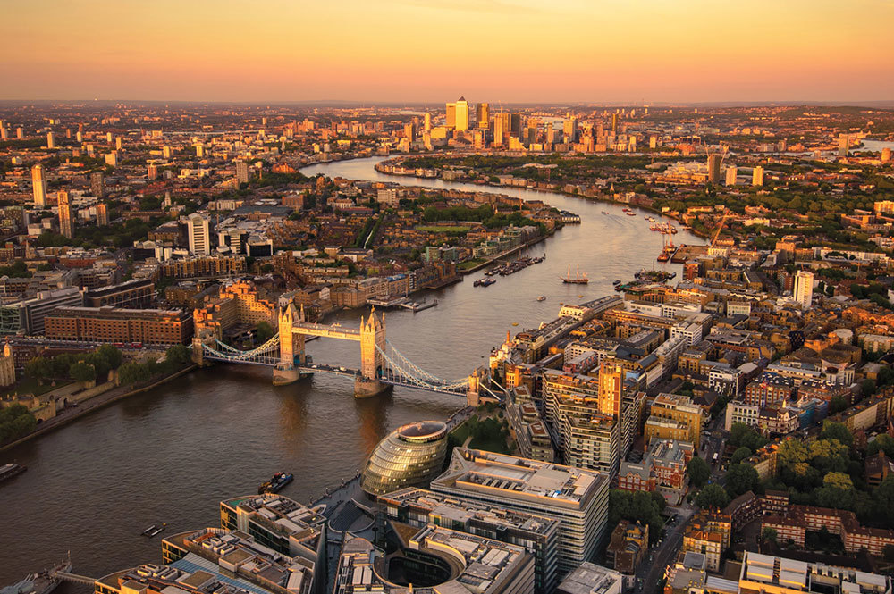 An overhead view of London