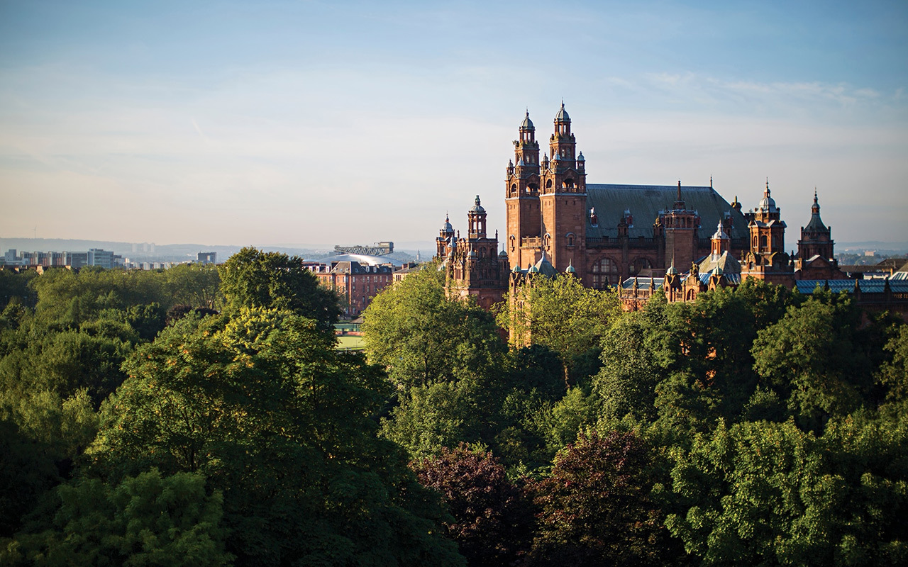 In Glasgow’s West End, Kelvingrove Art Gallery and Museum rises above a park of the same name.