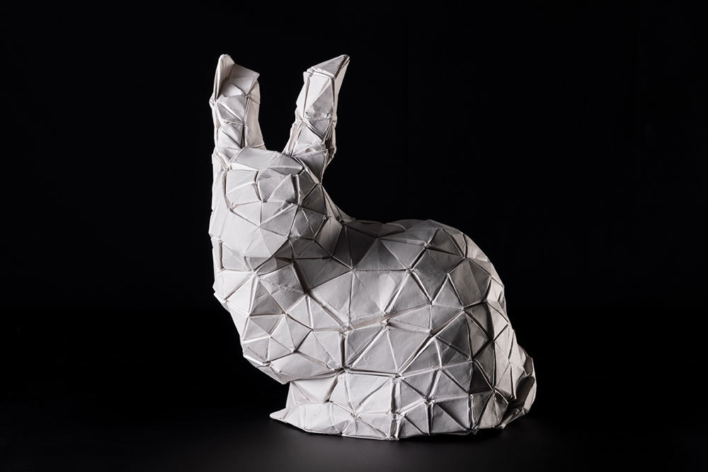 A picture of a complex origami rabbit