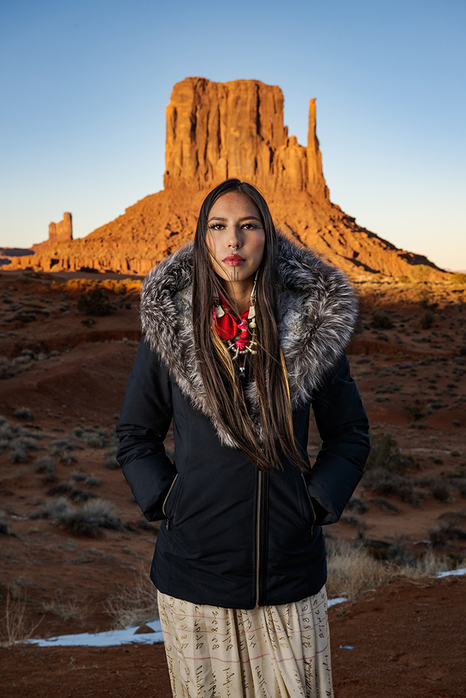 Quannah Rose Chasinghorse, a groundbreaking Indigenous model, uses her fame to support her activism, reminding people “whose land you’re living on.”