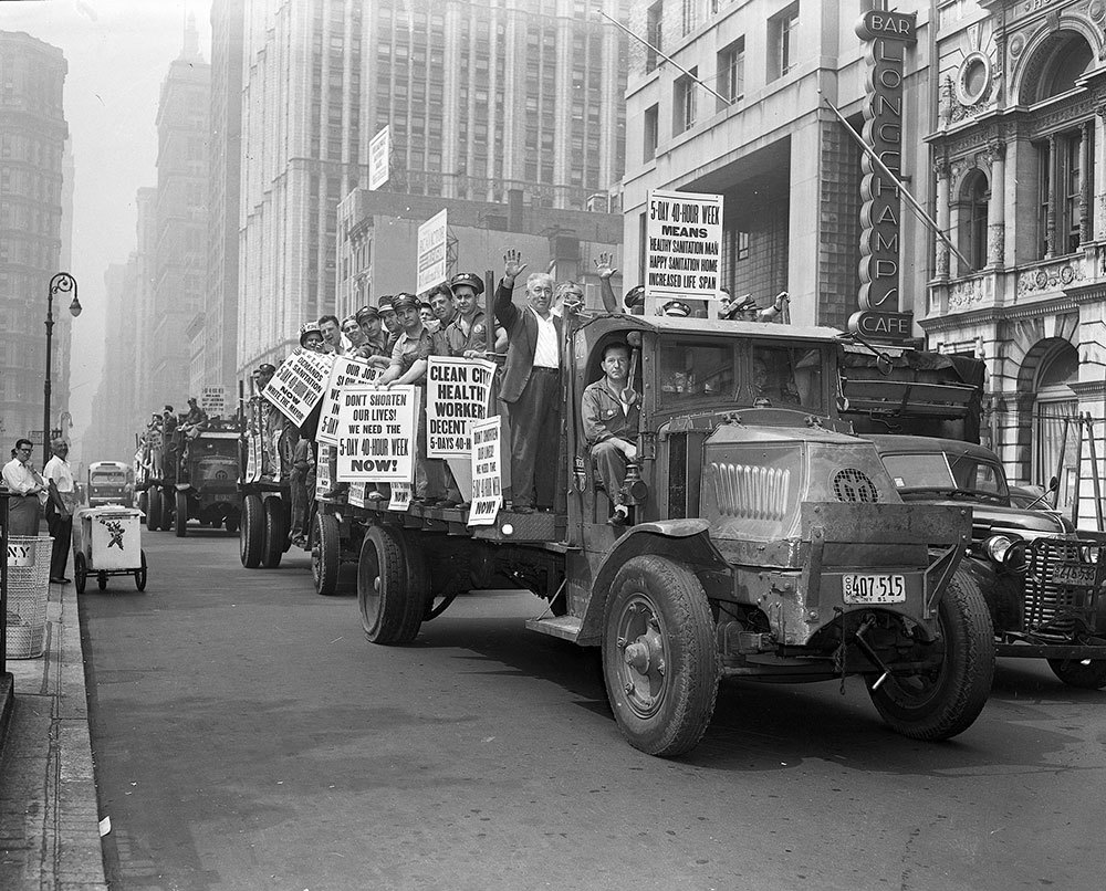 NYC sanitation workers protesting for a five-day week, 1952