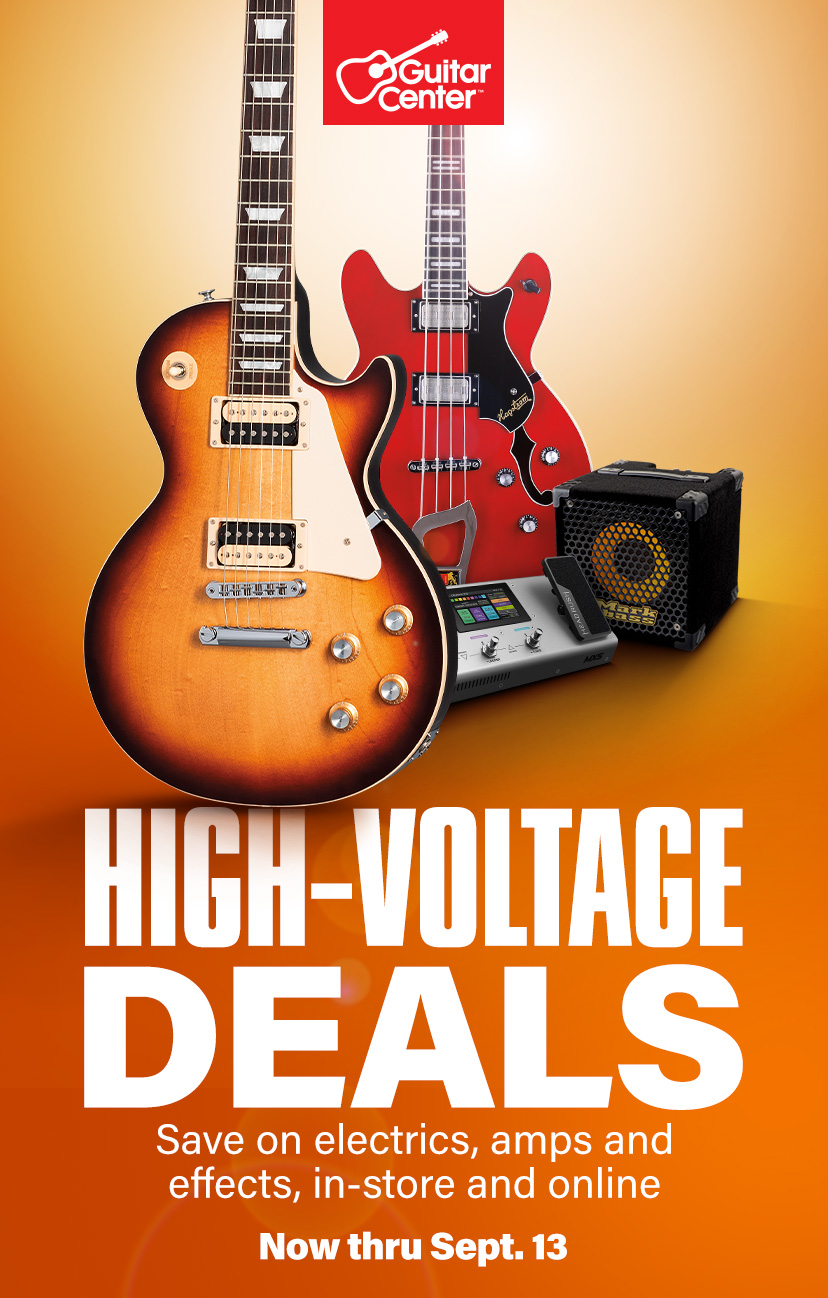 High-voltage deals. Save on electrics, amps and effects, in-store and online. While supplies last. Now thru Sept. 13. Shop Now