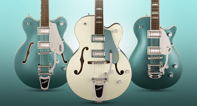 Limited-edition Gretsch anniversary models. Celebrate 140 years with commemorative Bigsby-equipped electrics. Shop now