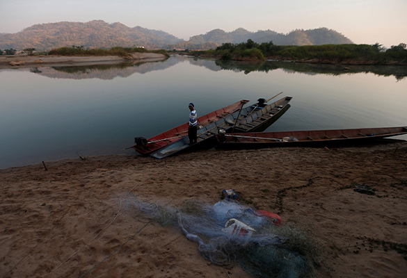 A fisherman on the banks of the Mekong River outside Nong Khai, Thailand, on January 10.