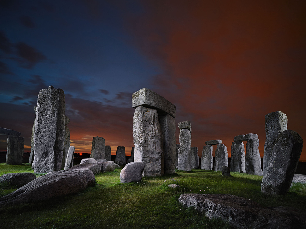 Stonehenge against a sunset