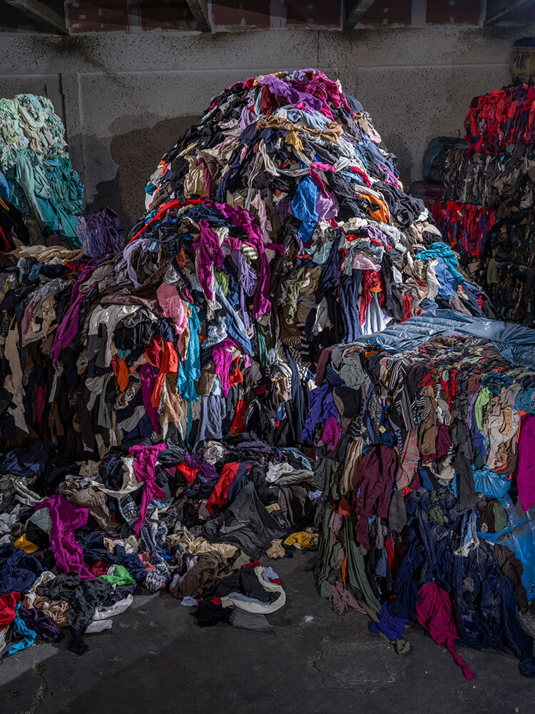 a mound of old clothes