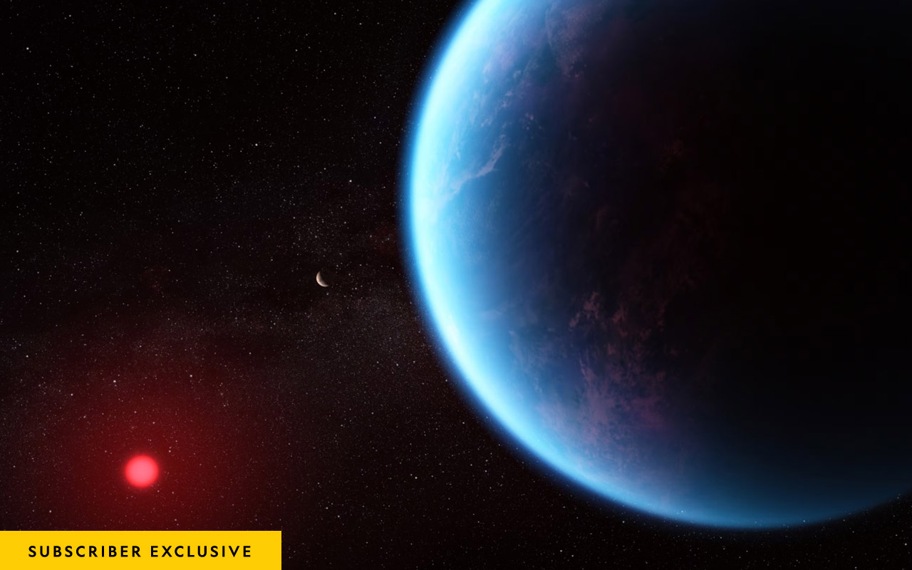 An illustration shows what exoplanet K2-18 b could look like based on science data.