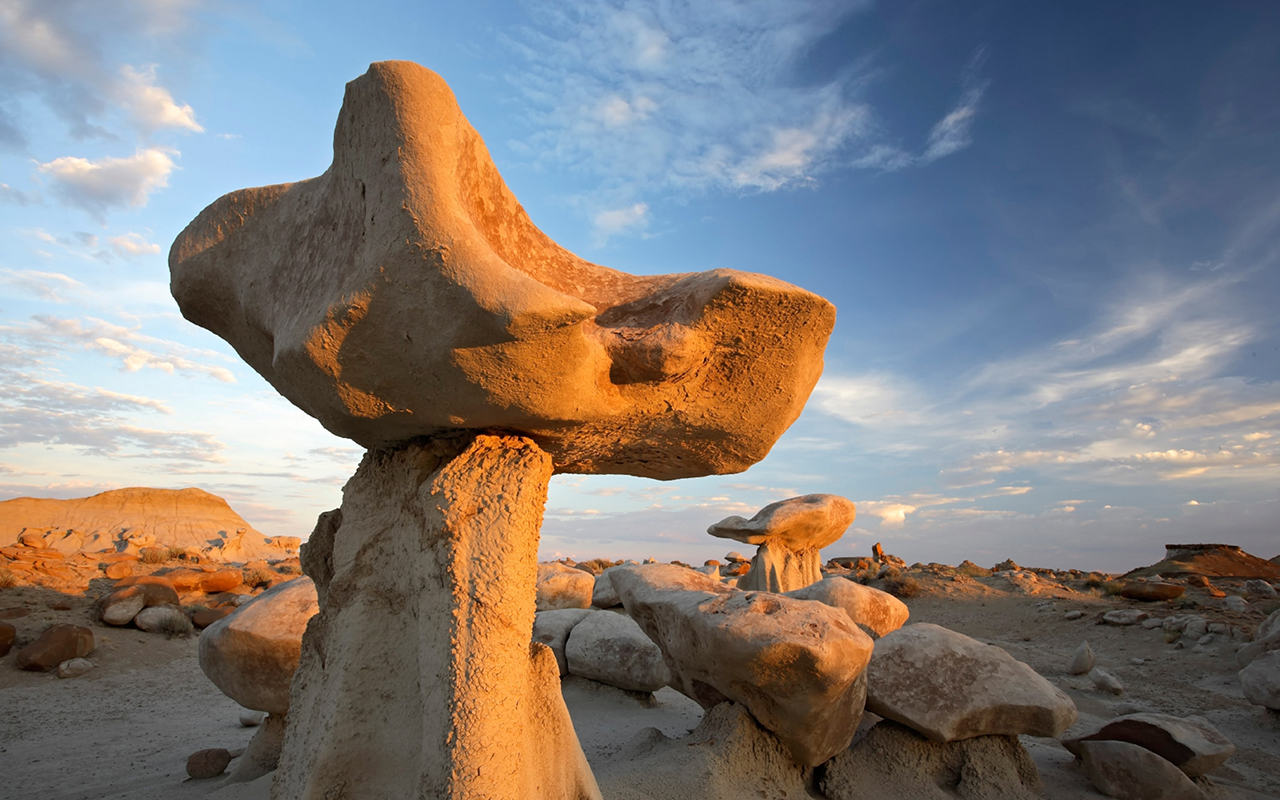 Rock formations called “hoodoos” fill the Bisti De-Na-Zin Wilderness in northern New Mexico.