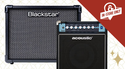 Up to 20% off select Blackstar, Acoustic, and Gamma amps. In-store only. Find a store