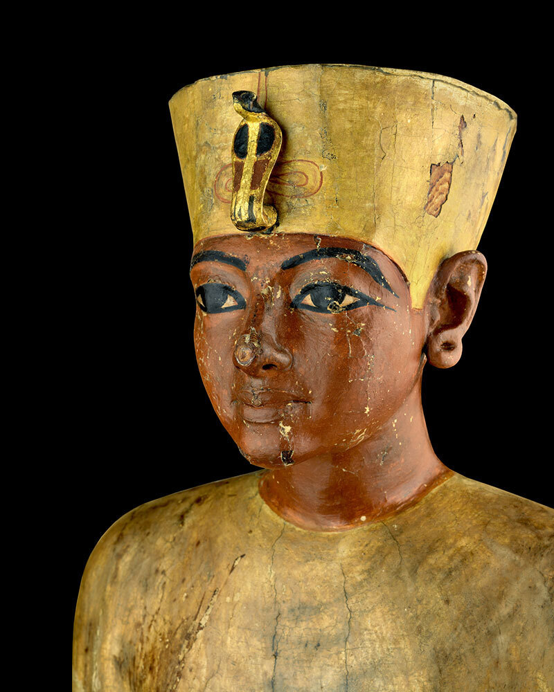 A life-size statue of Tut with adolescent features