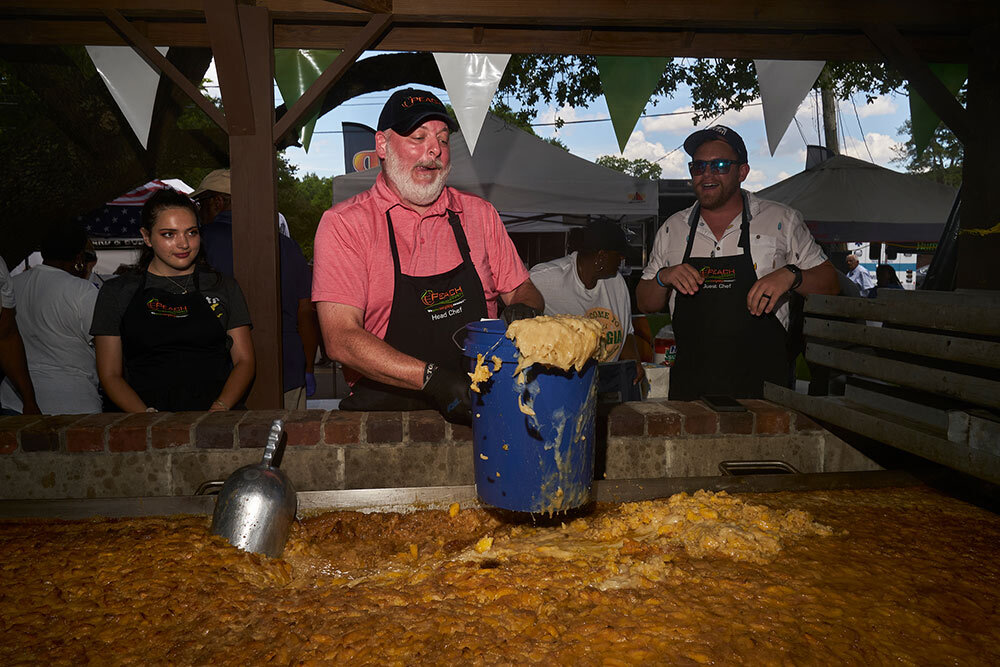 Rich Bennett making a peach cobbler