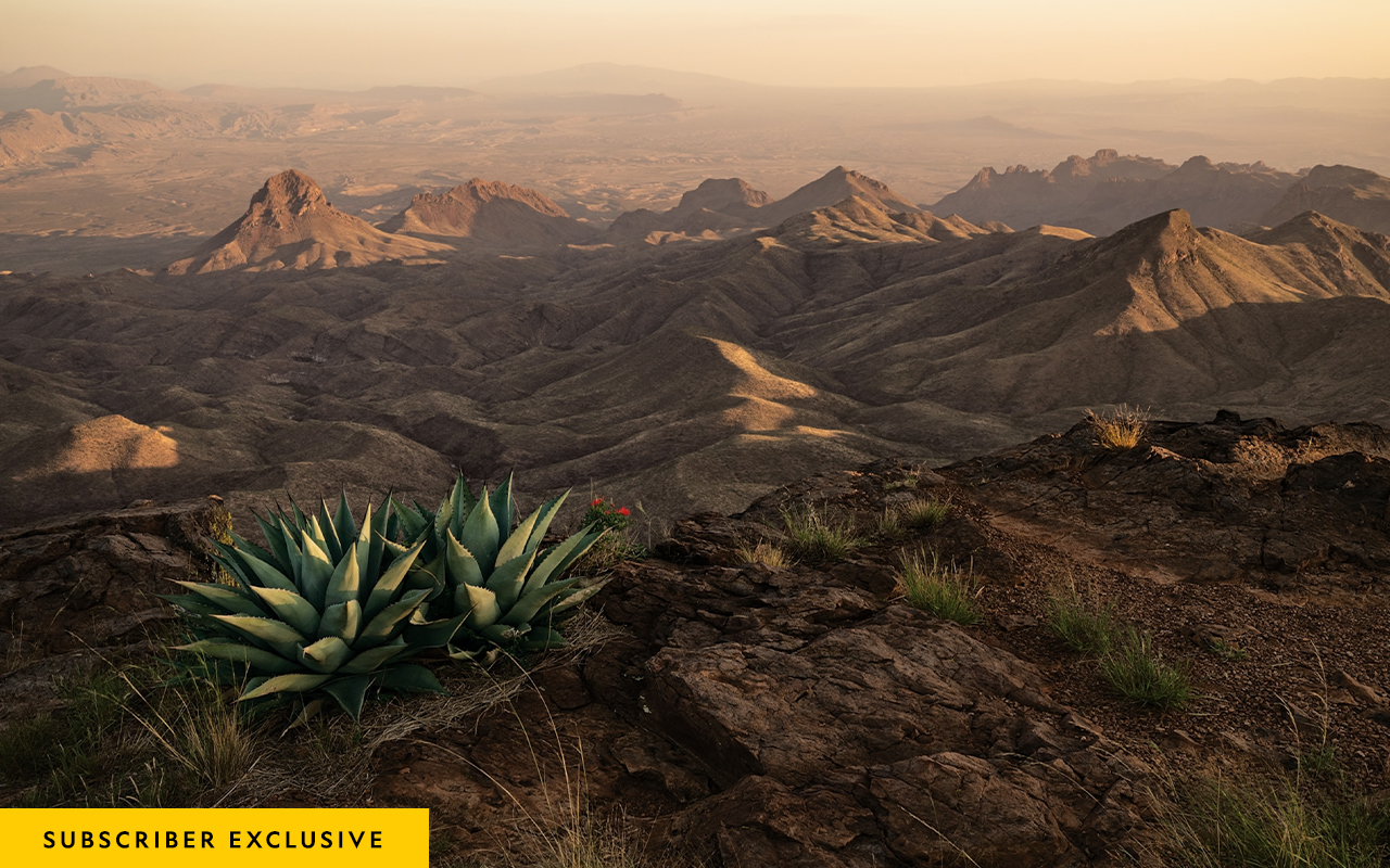 Daylight at the crest of Big Bend’s 12.5-mile South Rim Trail offers a sweeping view of northern Mexico’s Chihuahuan Desert.