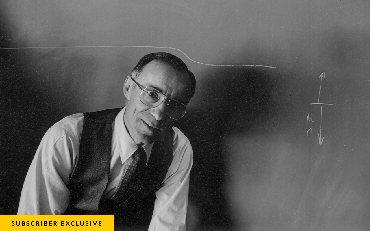 Physicist, radio astronomer, and Nobel laureate Arno Penzias—at Bell Labs in this 1985 photograph—co-discovered cosmic microwave background radiation, echoes of the Big Bang that helped establish the best-supported theory of our universe’s origin.