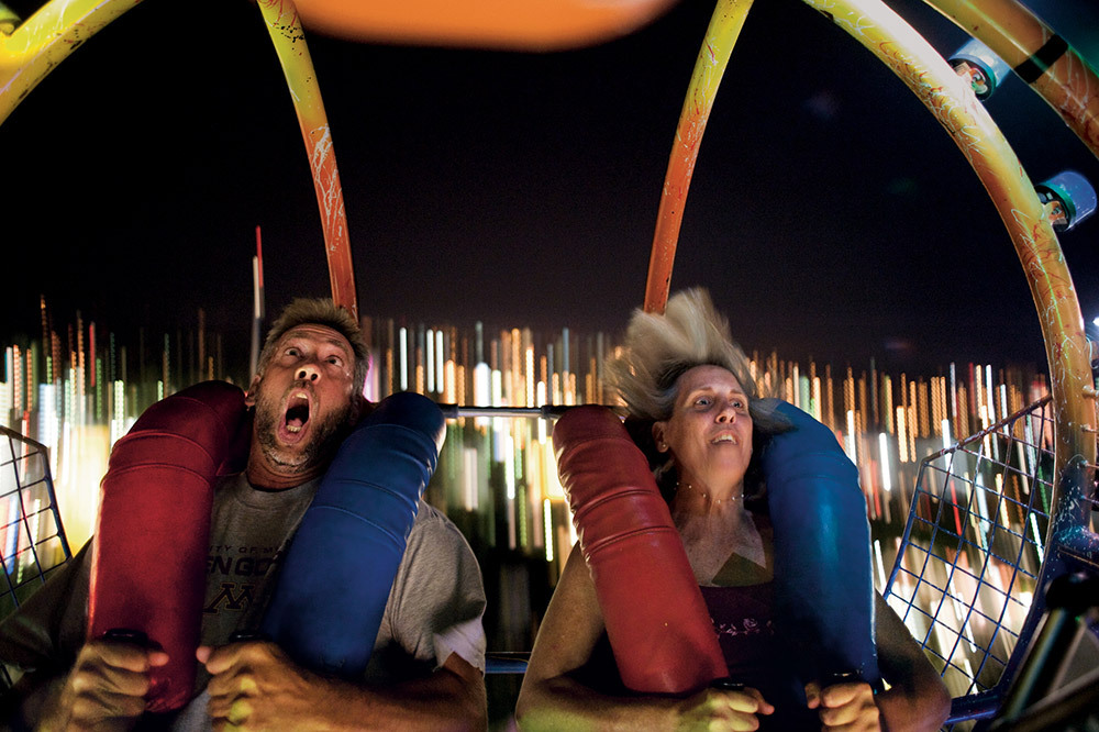 Adrenaline, dopamine, and cortisol all play a role in how we react to fear-inducing experiences like an intense ride at the Minnesota State Fair, seen here.