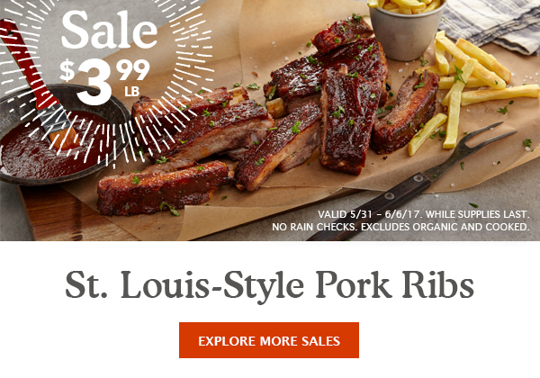 On Sale: $3.99 LB St Louis Style Pork Ribs