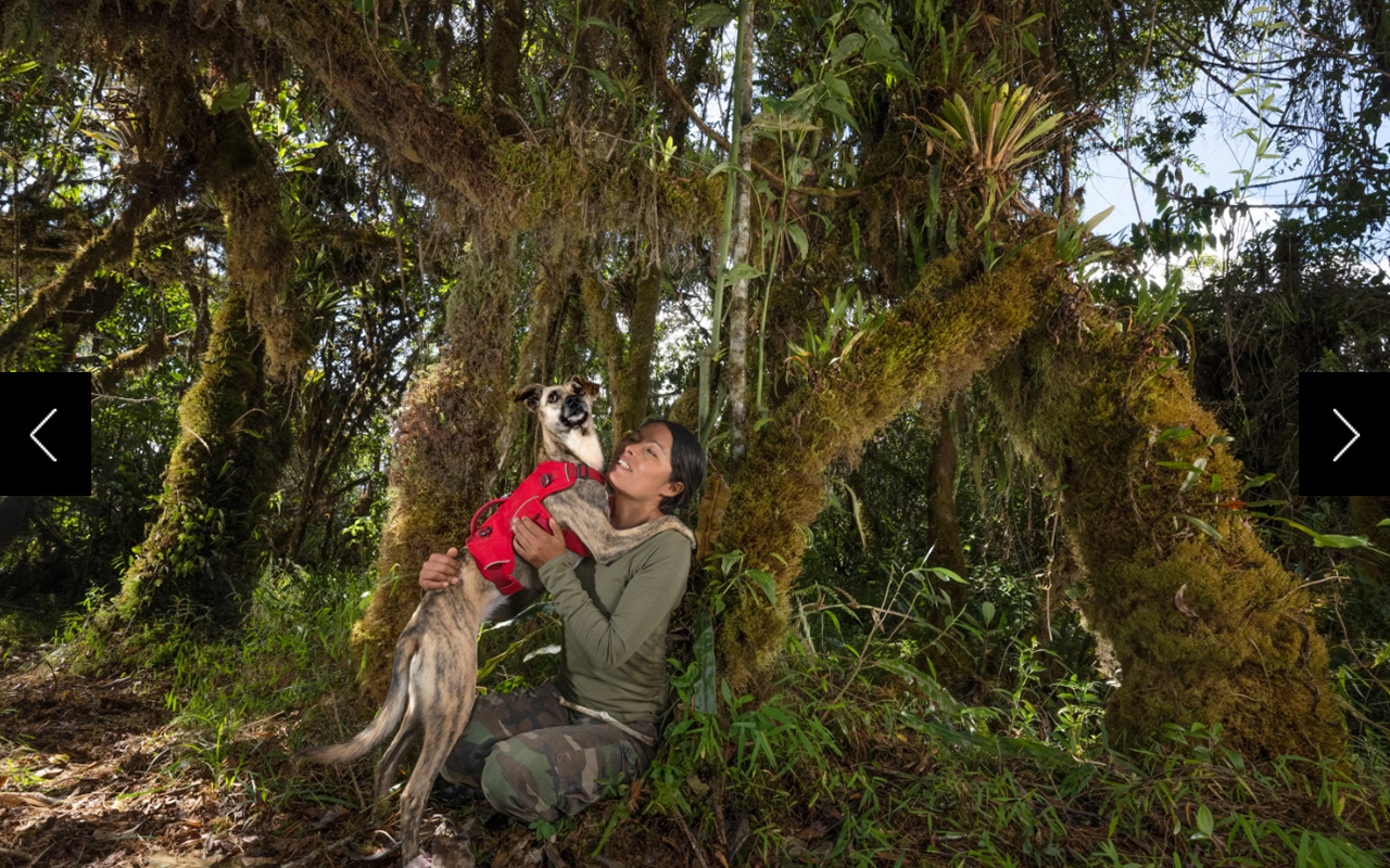 Ruthmery Pillco Huarcaya communes with her dog, Ukuku—whose name is a word for “bear” in the Quechua language—in Peru’s Andes mountains. 