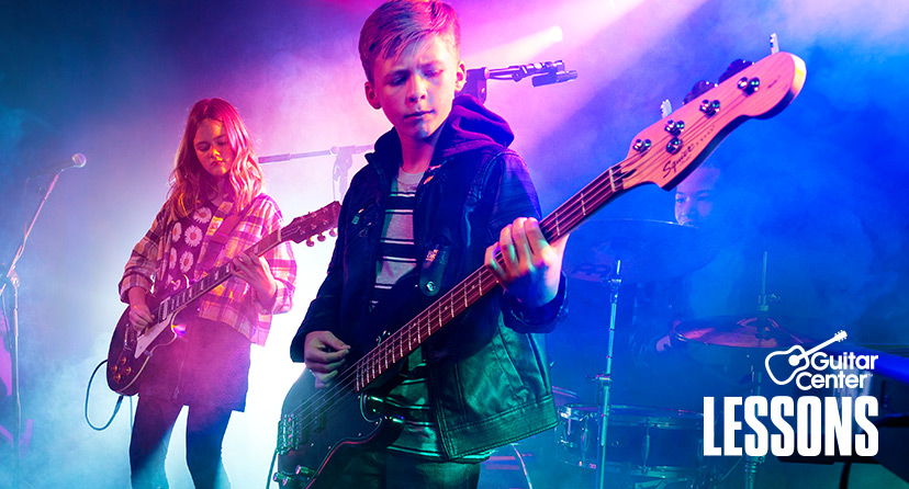 Take the first step with a free group guitar lesson in rock, country, or blues 