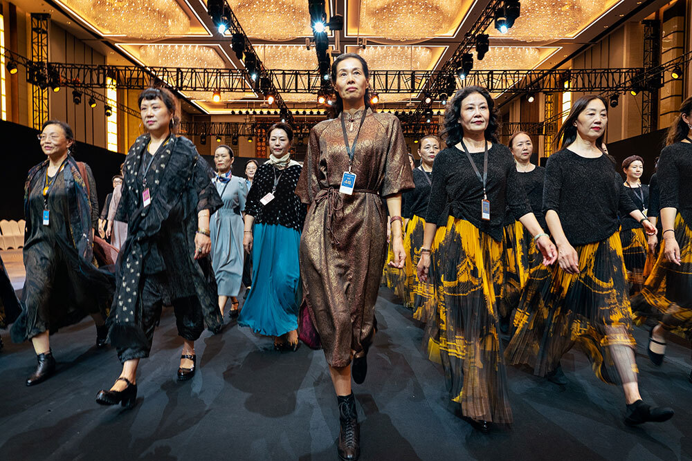 Chinese women walk