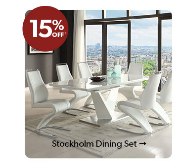 15 percent off Stockholm Dining Set. Click to shop. 