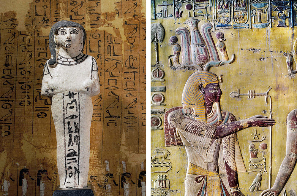 A diptych of photographs of carvings of Ramses the Great's sons