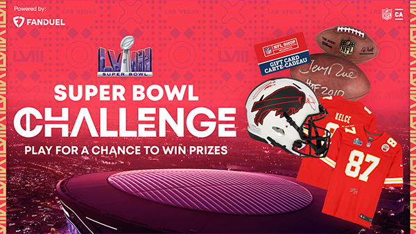 Super Bowl Challenge Graphic for a chance to win prizes. 