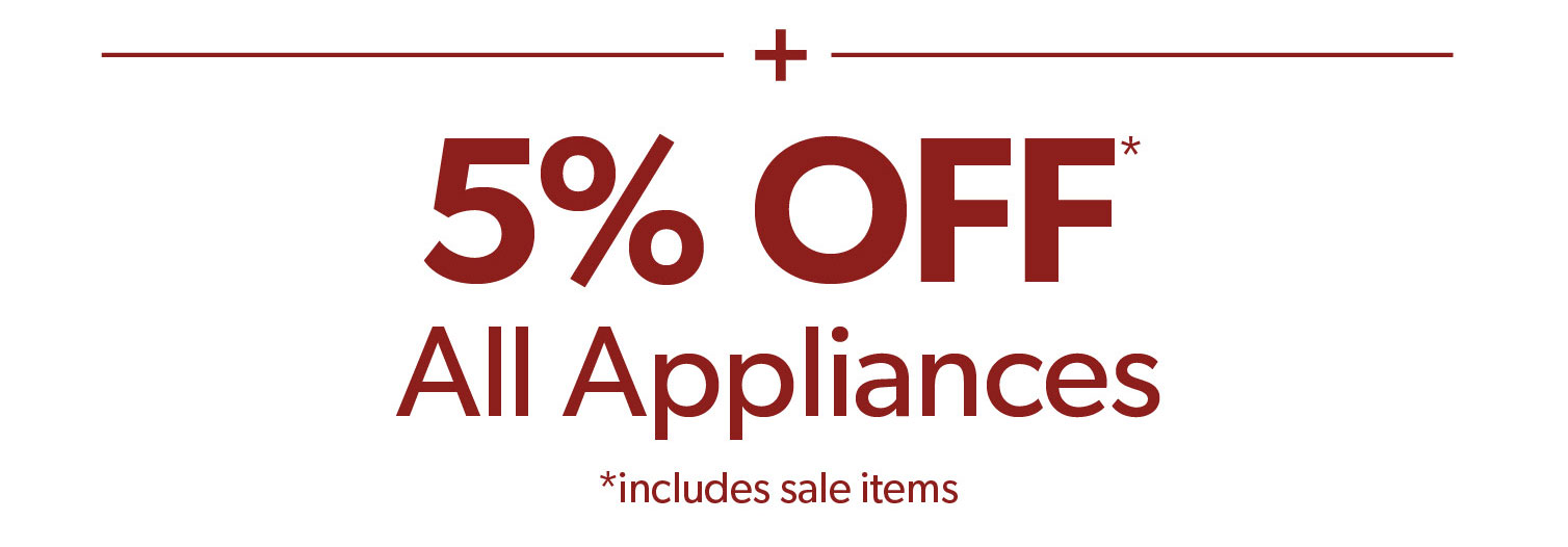 Bundle & Save. Up to 300 dollars off kitchen appliances, when you buy three or more. Plus 5 percent off all appliances, includes sale items. Click to shop appliances.