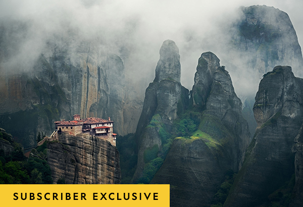 A clifftop monastery in Meteora, Greece.