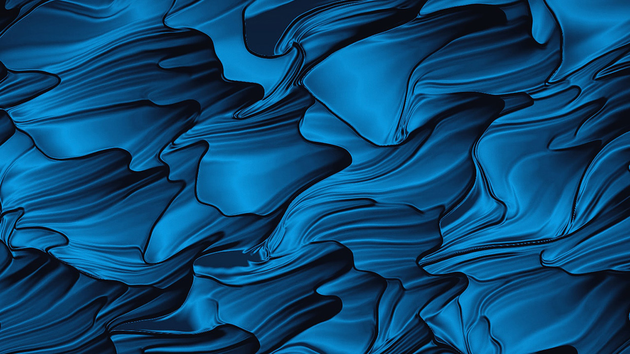 An illustration of abstract, blue flowing liquid.