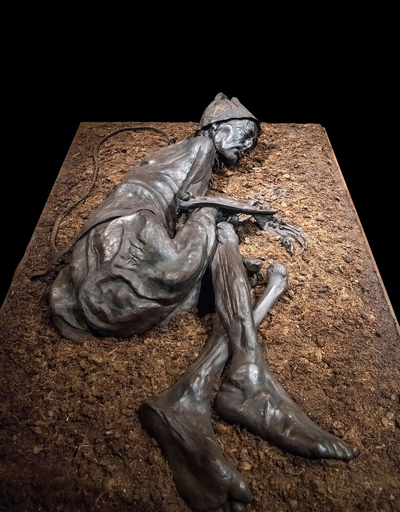 The mummified body of Tollund Man, whose remains were discovered in a Danish bog about 2,400 years after he died in the 4th century B.C.