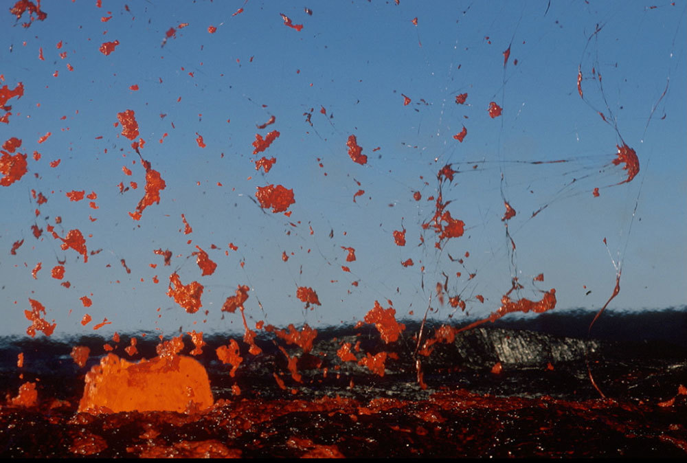 A picture of lava flying in the air