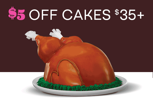 Gif cycling through app offers "$5 off Cakes $35+", "$2 off a medium or large Cappuccino Blast", "$2 off a Pre-Packed Quart"