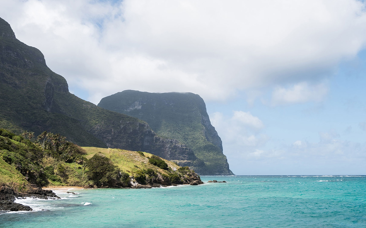 Mount Gower rises over the lagoon at Lorde Howe Island.