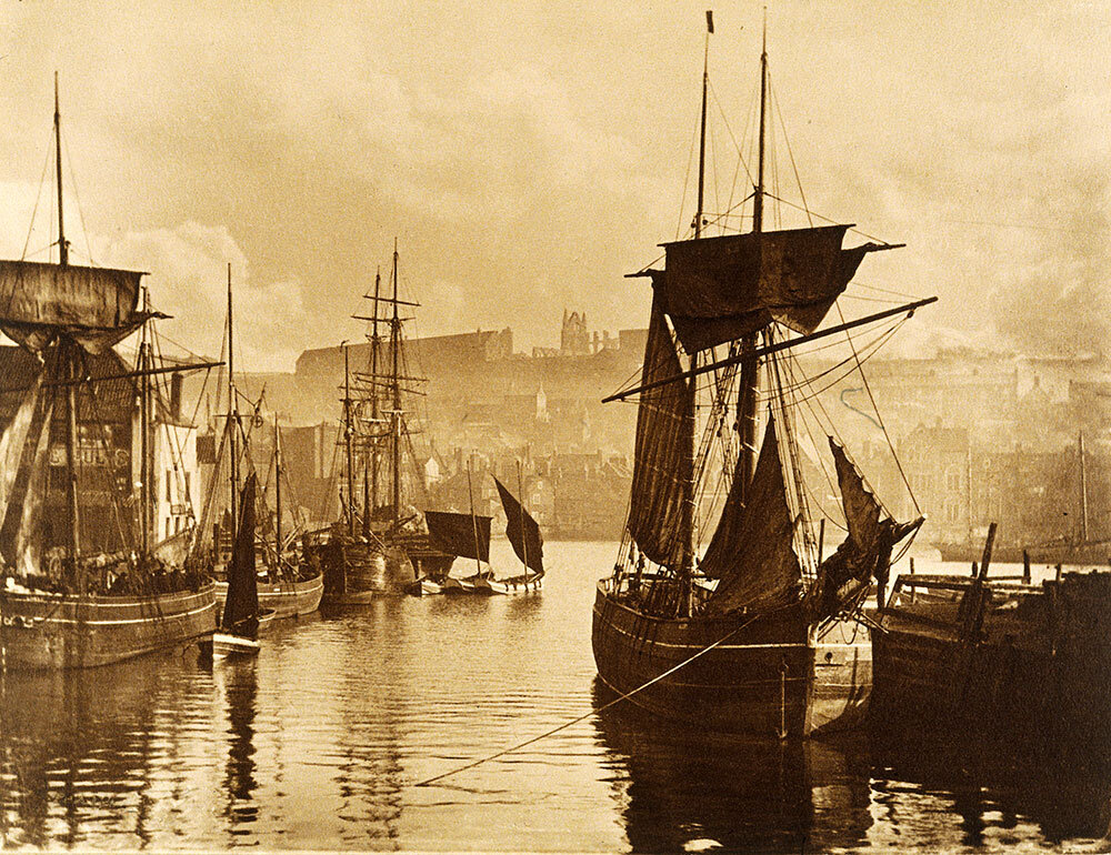 Ships that stopped at Whitby Harbor (seen here circa 1880) inspired Bram Stoker as he wrote Dracula.