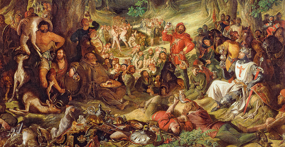 A painting of Robin Hood and his Merry Men