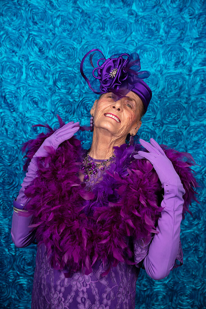 Jean Woods, 77, poses for a portrait at the 2020 Sun City Senior Prom at Sundial Auditorium.