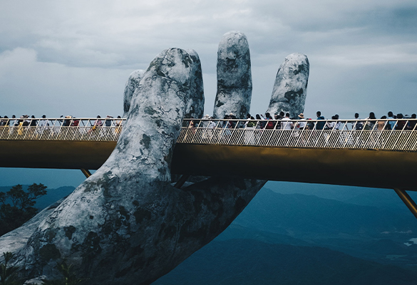 Cau Vang, the "gold bridge," just opened near Da Nang, Vietnam.