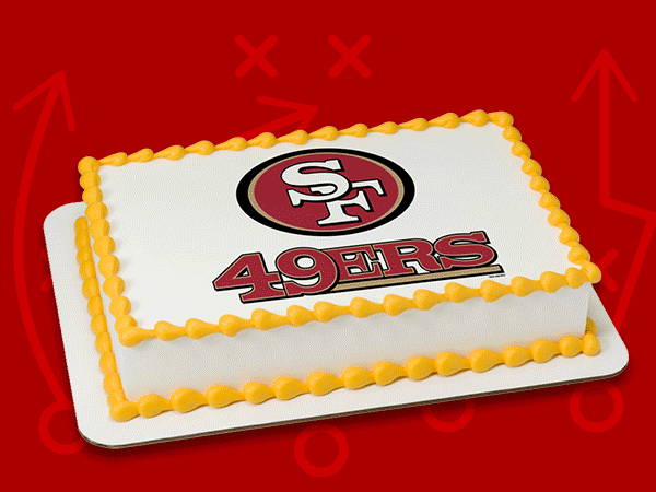 Gif cycling through Officially Licensed NFL® Team Cakes and a Football Cake with Fresh-Packs