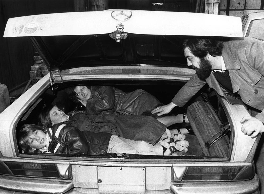 Businessman Alfine Fuad shows how he smuggled his family out of East Berlin through Checkpoint Charlie in 1976.