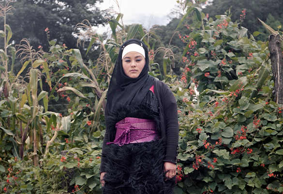 In a corn field in the Mexican state of Chiapas, Salma Palamo Diaz wears a traditional tzotzil skirt. Muslims in Mexico blend their indigenous ways of life with the customs required by Islam.