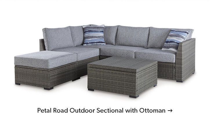 Featured Petal Road Outdoor Sectional with Ottoman. Click to shop.